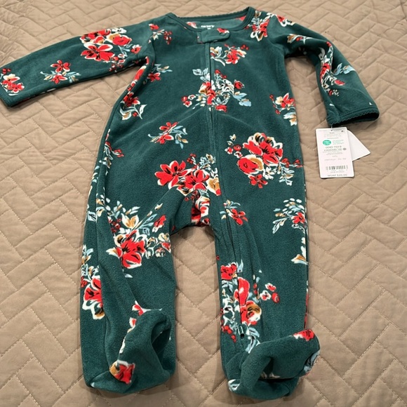 Carter's Baby Floral Zip-Up Fleece Sleep & Play Pajamas/NWT/9M - Picture 5 of 9